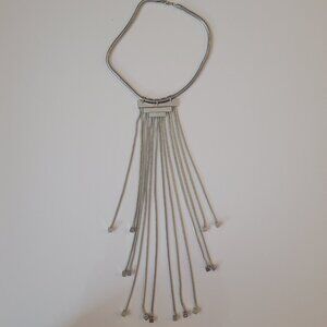Avant-Garde Silver Metal Statement Necklace